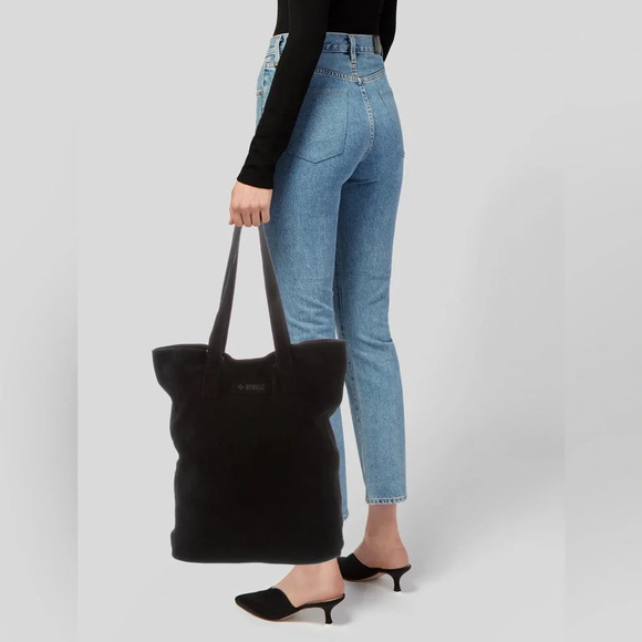+Beryll Handbags - +BERYLL Large Black Suede Tote